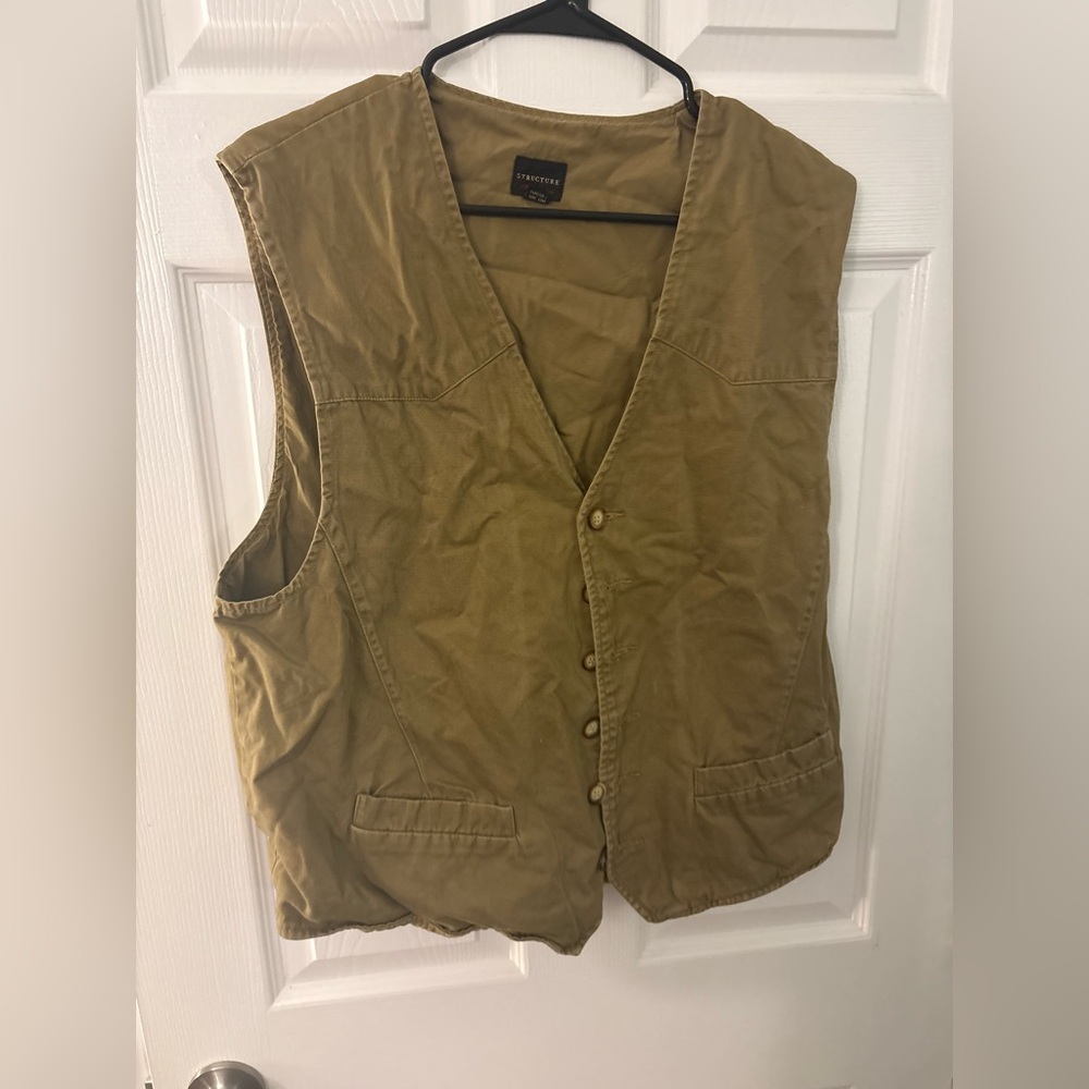 Vintage Structure Large Mens Button Down Cotton Riding Ranch Western Urban Vest
